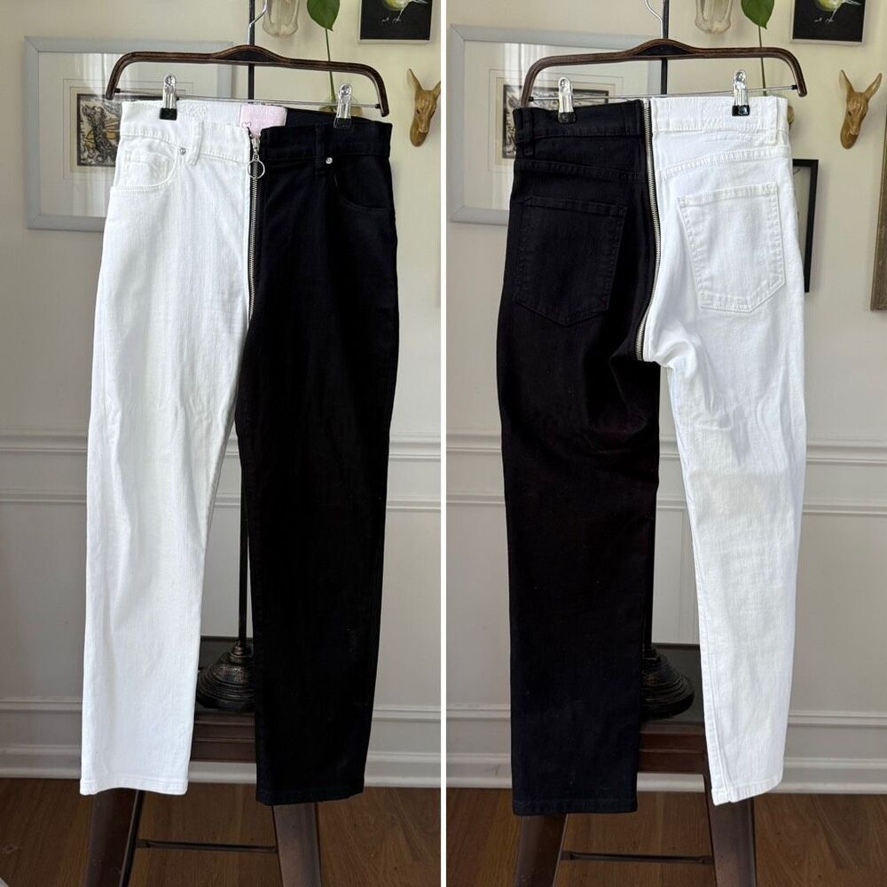 Revice Dream Fit 2 Tone Black White Duo Style Yin Yang Denim Indie Sleaze Jeans